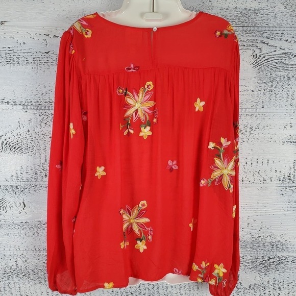 Fig and Flower Embroidered Floral Pullover Long Sleeves Blouse Top Size XL - Picture 6 of 11